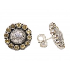 Handmade Women's Stud Earrings 925 sterling silver Golden Topaz Gem Stones B33